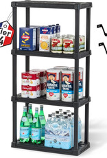 IRIS plastic opslagplank, bestendig, zwart, 25 kg lading per niveau, eenvoudig in elkaar te zetten, garageplank, PRS-M4