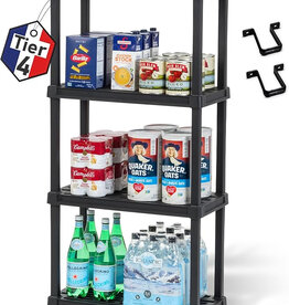 IRIS plastic storage shelf, resistant, black, 25 kg load per level, easy to assemble, garage shelf, PRS-M4