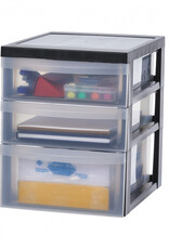 IRIS A4 plastic opslagtoren op wielen, 3 mixlades, zwart, DC-221