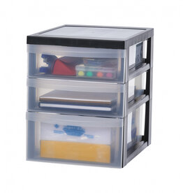 IRIS A4 plastic opslagtoren op wielen, 3 mixlades, zwart, DC-221