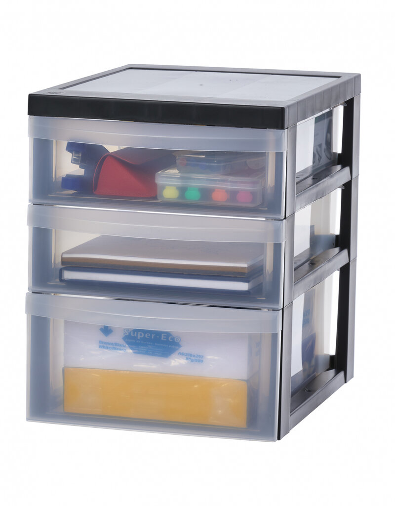 IRIS A4 plastic opslagtoren op wielen, 3 mixlades, zwart, DC-221