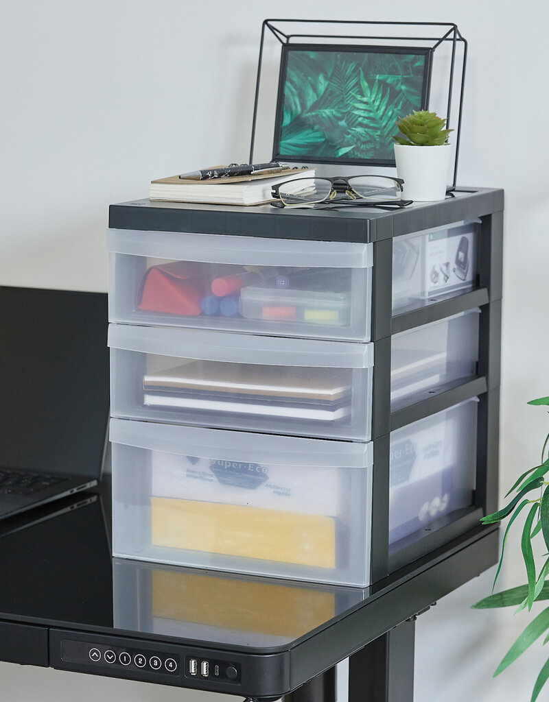 IRIS A4 plastic opslagtoren op wielen, 3 mixlades, zwart, DC-221