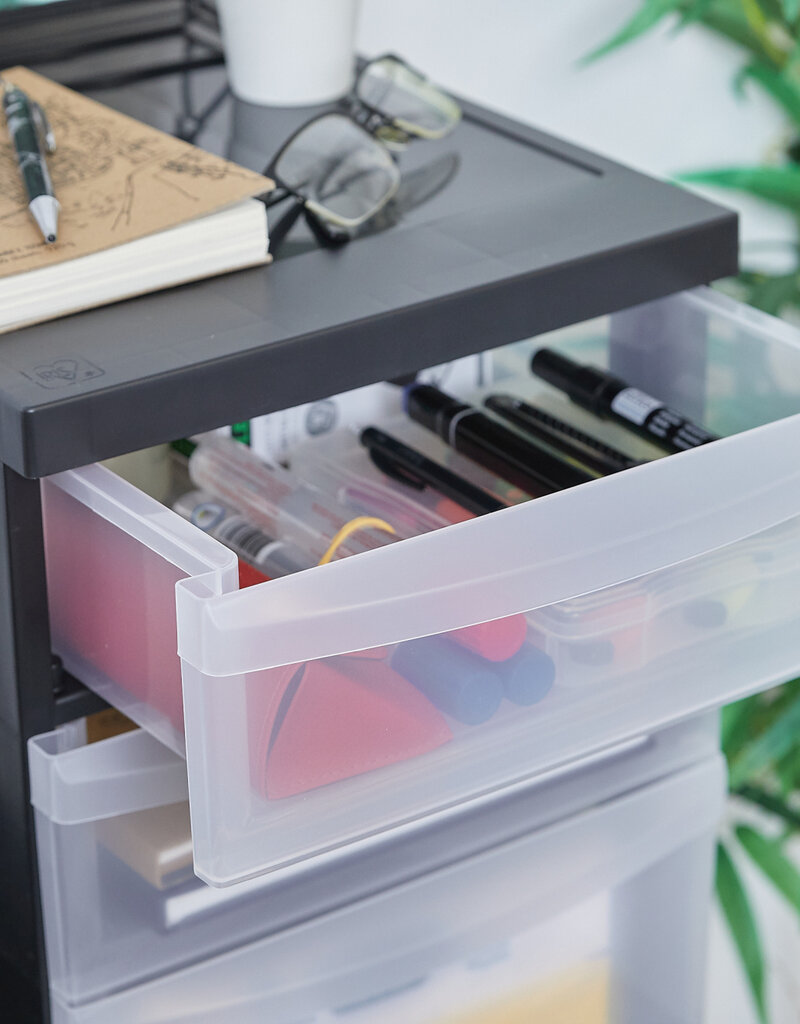 IRIS A4 plastic opslagtoren op wielen, 3 mixlades, zwart, DC-221