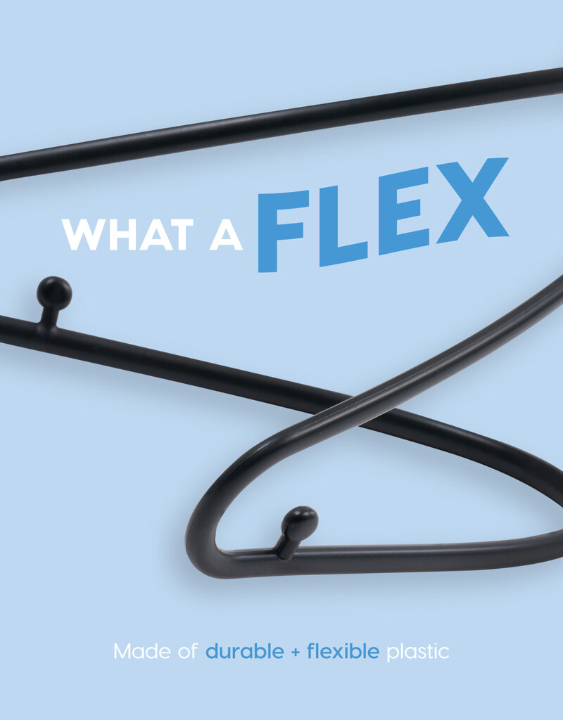 IRIS plastic hangers, set van 10 kledinghangers, zwart, BPA-vrij, kasten, dik, resistent, CHM-39