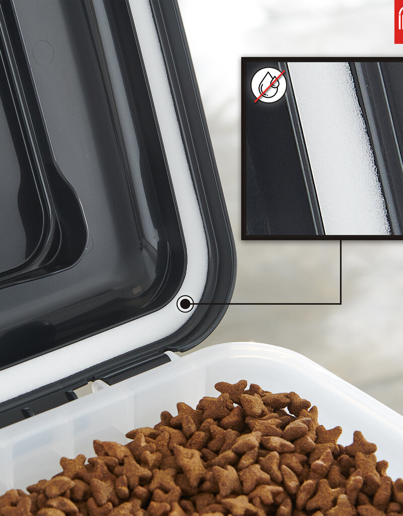 IRIS 2 blikjes brokjes 20 en 45L voor 7,5 en 15 kg, Luchtdicht, met Shovel and Wheels, voor honden en katten, ATS-C, Zwart