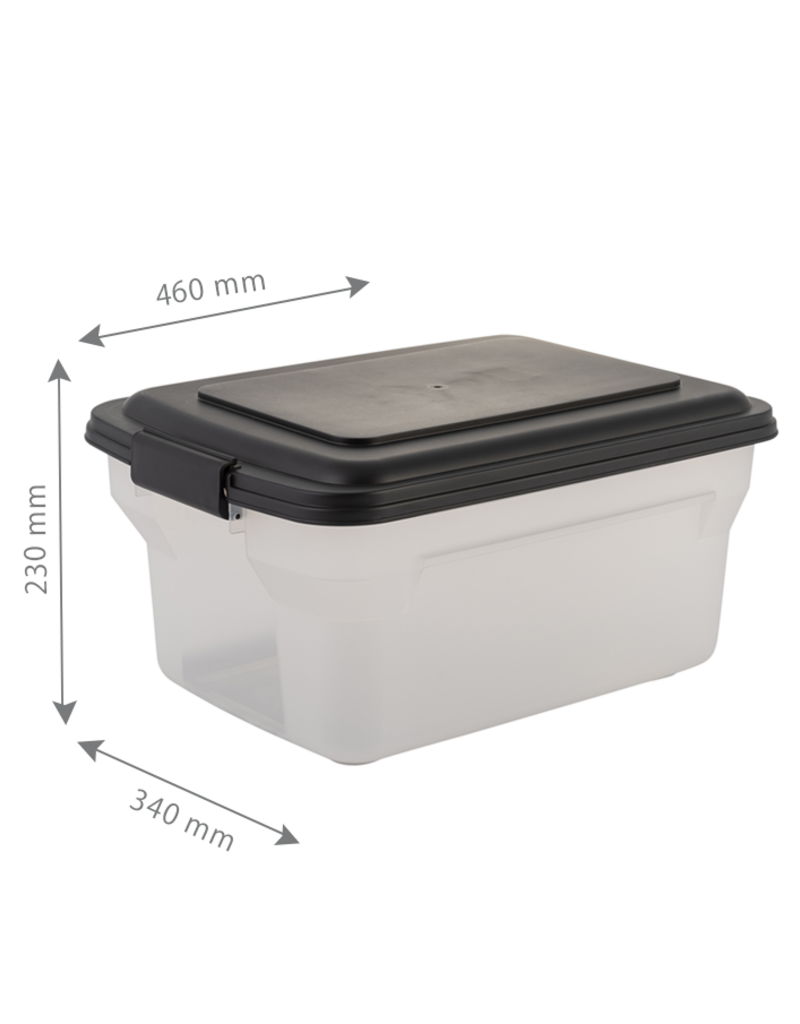 IRIS 2 blikjes brokjes 20 en 45L voor 7,5 en 15 kg, Luchtdicht, met Shovel and Wheels, voor honden en katten, ATS-C, Zwart