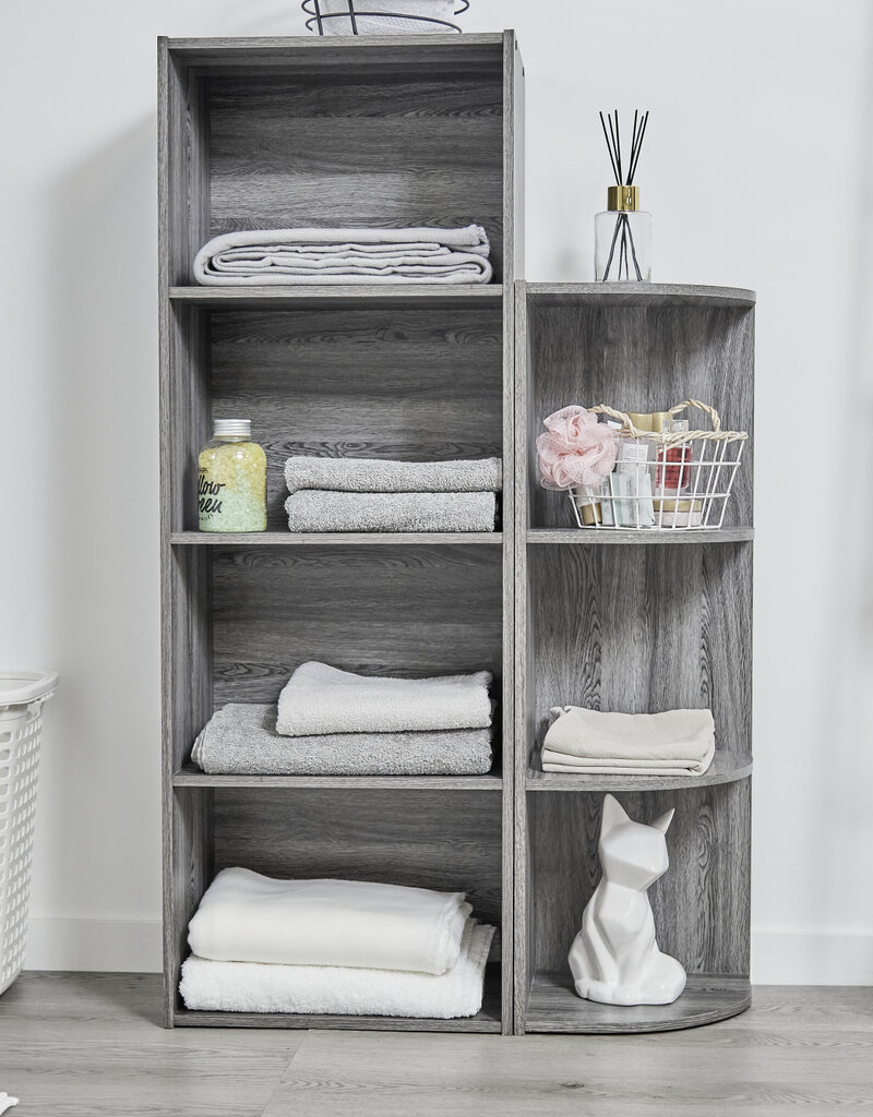 IRIS Planken, Boekenkast, Occasionele Meubels, CX-4 - Grijs Eikenhout, W29 x D41,4 x H116,6 cm