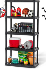 IRIS plastic opbergplank, stevig, zwart, 30 kg lading per niveau, makkelijk in elkaar te zetten, garageplank, PRS-L5