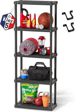 IRIS plastic opslagplank, stevig, zwart, 25 kg lading per niveau, makkelijk in elkaar te zetten, garageplank, PRS-M5