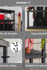 IRIS plastic opslagplank, stevig, zwart, 25 kg lading per niveau, makkelijk in elkaar te zetten, garageplank, PRS-M5