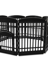 IRIS Binnenspeelren voor honden, Buiten met 8 panelen en afsluitbare deur, H80cm, Zwart, Plastic, CI-908E