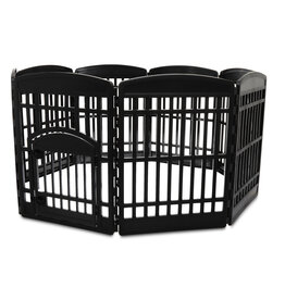 IRIS Indoor play pen for dogs, Outdoor with 8 panels and lockable door, H80cm, Black, Plastic, CI-908E