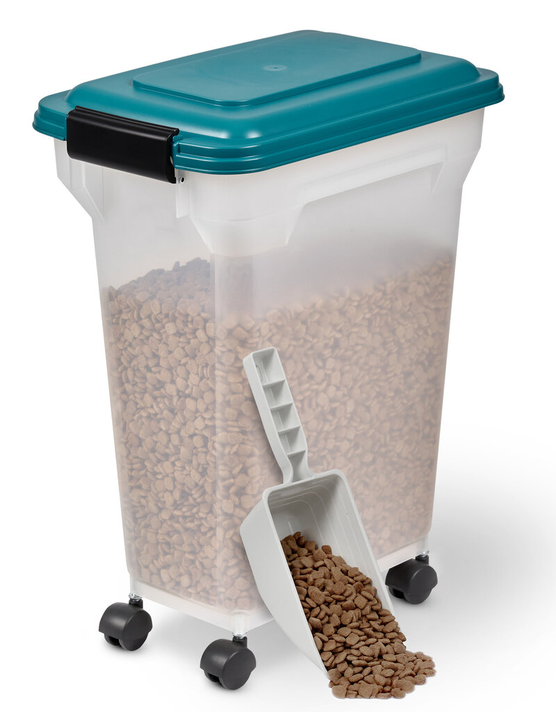 IRIS 20L brokjes voor 7,5 kg, luchtdicht, schop, wielen inbegrepen, voor honden en katten, ATS-M, Duck Blue