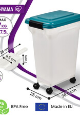 IRIS 20L brokjes voor 7,5 kg, luchtdicht, schop, wielen inbegrepen, voor honden en katten, ATS-M, Duck Blue