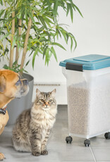 IRIS 20L brokjes voor 7,5 kg, luchtdicht, schop, wielen inbegrepen, voor honden en katten, ATS-M, Duck Blue