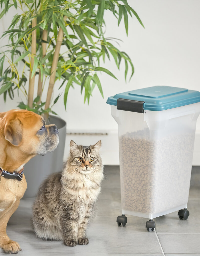 IRIS 20L brokjes voor 7,5 kg, luchtdicht, schop, wielen inbegrepen, voor honden en katten, ATS-M, Duck Blue