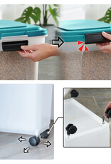 IRIS 20L brokjes voor 7,5 kg, luchtdicht, schop, wielen inbegrepen, voor honden en katten, ATS-M, Duck Blue