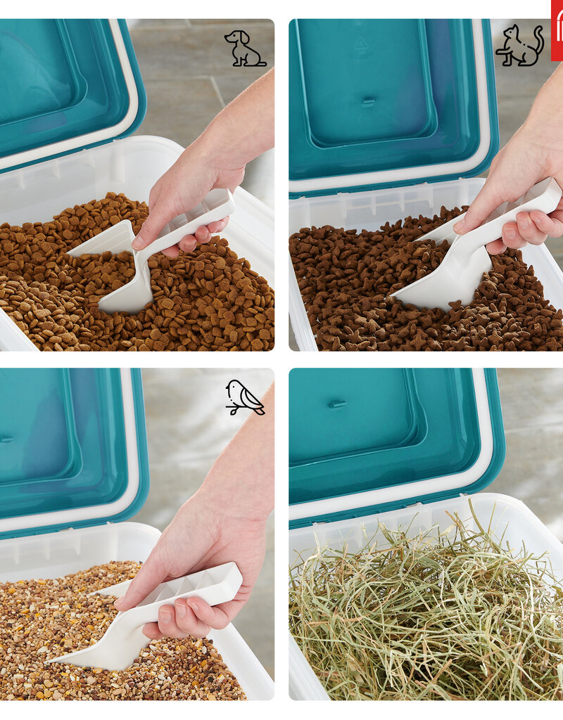 IRIS 20L brokjes voor 7,5 kg, luchtdicht, schop, wielen inbegrepen, voor honden en katten, ATS-M, Duck Blue