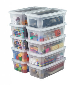 IRIS Small Multifunctional Storage Box, 5L, Pack of 10, Clear, MCB-5