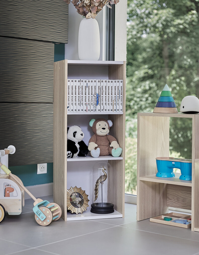 IRIS Opbergkast, boekenkast/ 3 modulaire planken, UB-9035, Lichtbruin, W29 x D34,7 x H88,2 cm