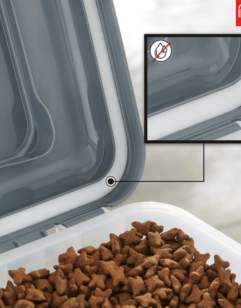 IRIS 2 blikken brokjes 20 en 45L voor 7,5 en 15 kg, luchtdicht, met schop en wielen, voor honden en katten, ATS-C, Grey