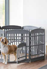 IRIS Binnen-speelren voor honden, Buiten met 8 panelen en afsluitbare deur, H80cm, grijs, plastic, CI-908E