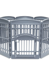 IRIS Binnen-speelren voor honden, Buiten met 8 panelen en afsluitbare deur, H80cm, grijs, plastic, CI-908E