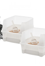 IRIS Set van 2, kattenbak, met hoge zijkanten, voor katten, CLH-12, wit