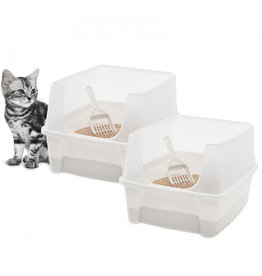 IRIS Set van 2, kattenbak, met hoge zijkanten, voor katten, CLH-12, wit