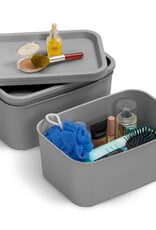 IRIS Plastic opbergdozen met inloop, 6L, Set van 3, grijs, SNL-S