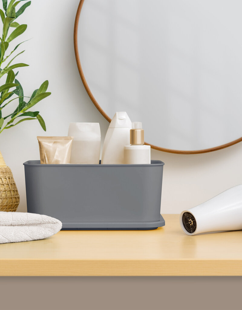 IRIS Plastic opbergdozen met inloop, 6L, Set van 3, grijs, SNL-S