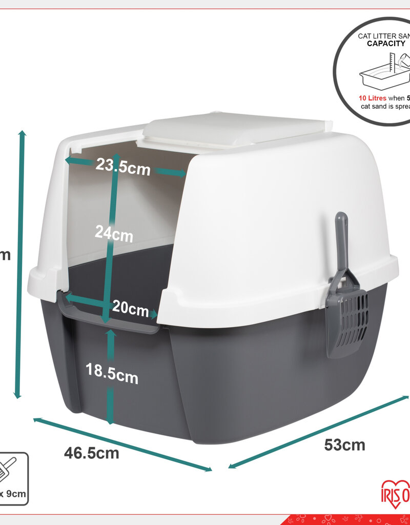 IRIS Kattentoilethuis met Schep XXL, Grey, CLH-17J