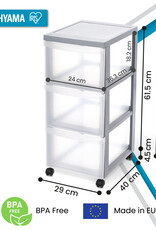 IRIS A4 plastic opslagtoren op Wielen, 3 grote lades, grijs, DC-303