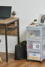 IRIS A4 plastic opslagtoren op Wielen, 3 grote lades, grijs, DC-303