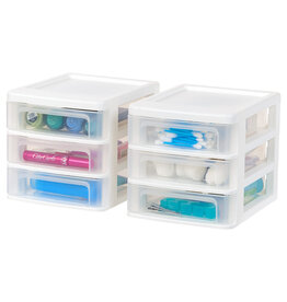 IRIS B6 Plastic Opslagtoren, 3 lades, Set van 2, Wit, CDD-XS3