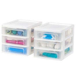 IRIS B6 Plastic Storage Tower, 3 Drawers, Set of 2, White, CDD-XS3
