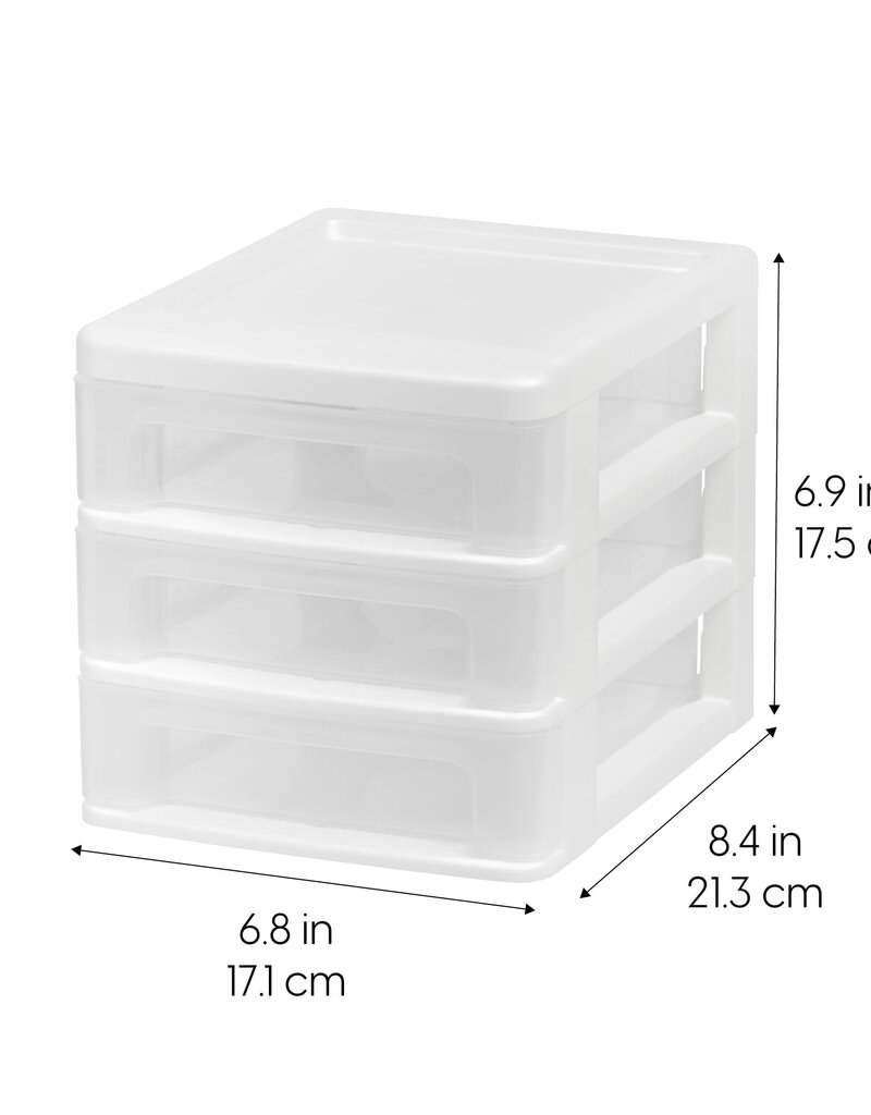 IRIS B6 Plastic Opslagtoren, 3 lades, Set van 2, Wit, CDD-XS3