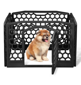 IRIS indoor and outdoor play run for dogs, 4 panels, bite-resistant, H58cm, black, plastic, CI-584HC