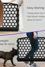 IRIS binnen- en buitenspeelren voor honden, 4 panelen, bijtbestendig, H58cm, zwart, plastic, CI-584HC