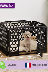IRIS binnen- en buitenspeelren voor honden, 4 panelen, bijtbestendig, H58cm, zwart, plastic, CI-584HC