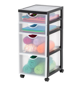 IRIS storage tower, plastic organizer, 4 mixed drawers, black, DDDC-322