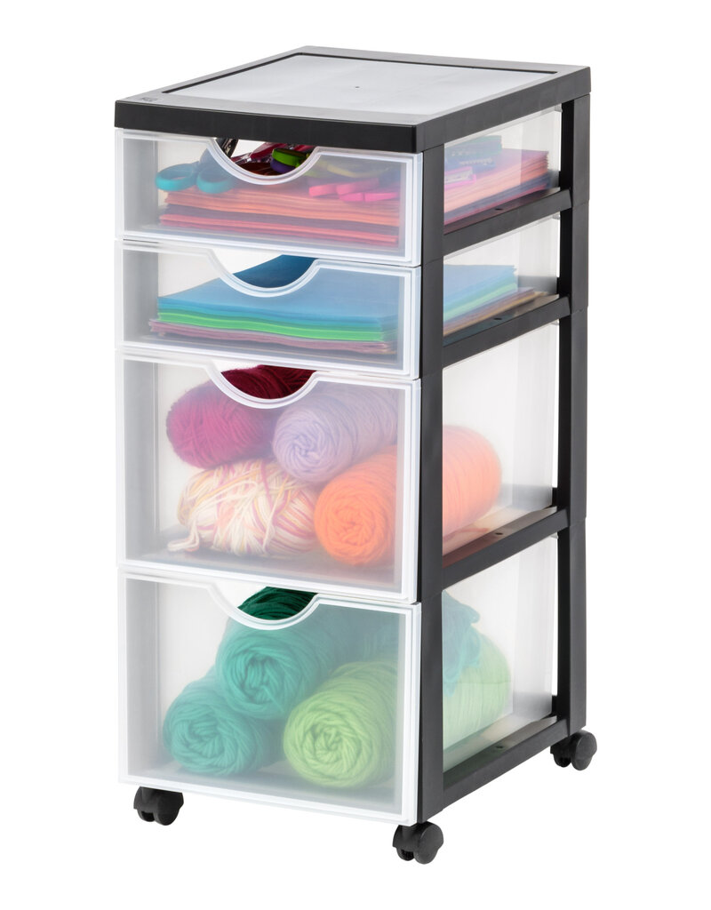 IRIS opslagtoren, plastic organizer, 4 mixlades, zwart, DDDC-322