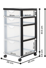 IRIS opslagtoren, plastic organizer, 4 mixlades, zwart, DDDC-322