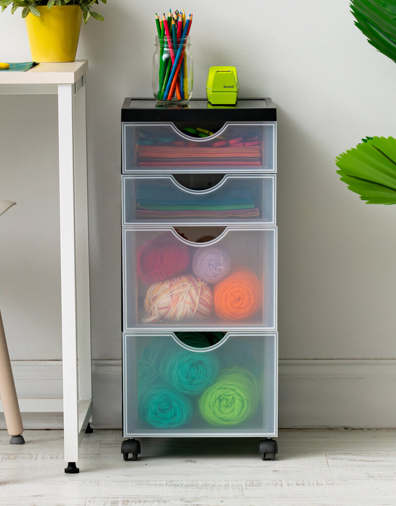 IRIS opslagtoren, plastic organizer, 4 mixlades, zwart, DDDC-322