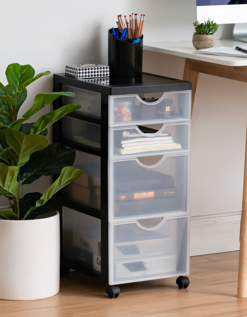 IRIS opslagtoren, plastic organizer, 4 mixlades, zwart, DDDC-322