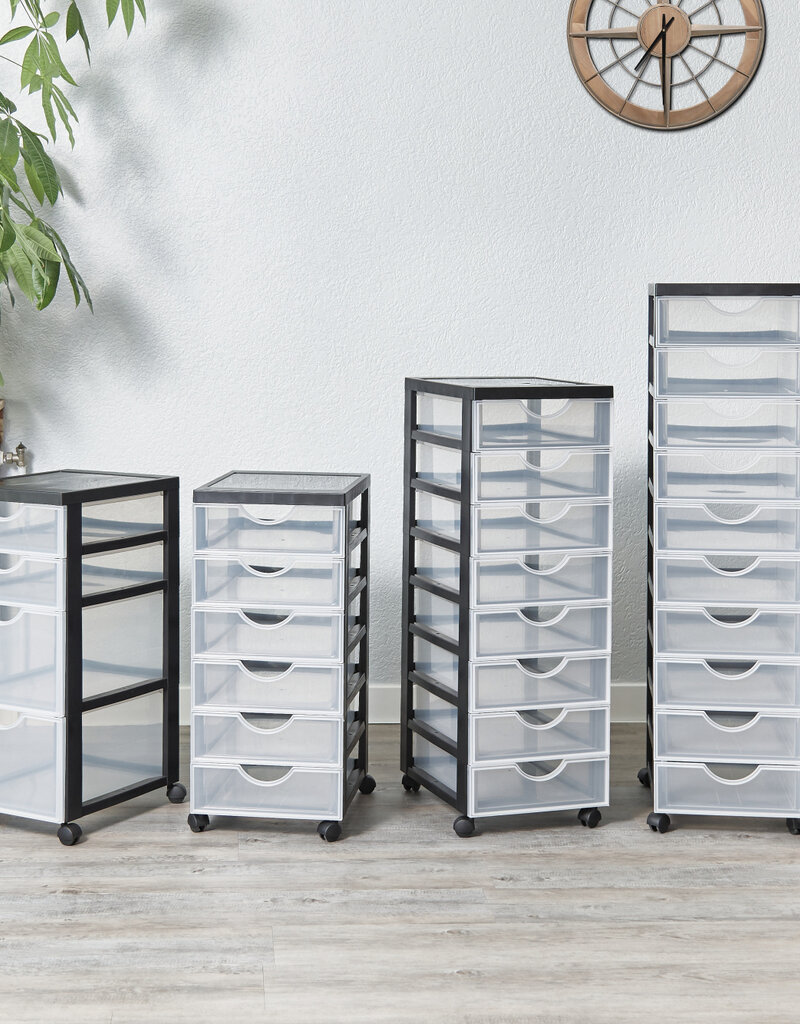 IRIS opslagtoren, plastic organizer, 4 mixlades, zwart, DDDC-322