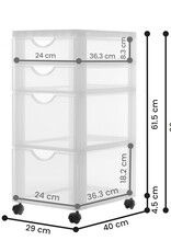 IRIS opslagtoren, plastic organizer, 4 mixlades, wit, DDDC-322