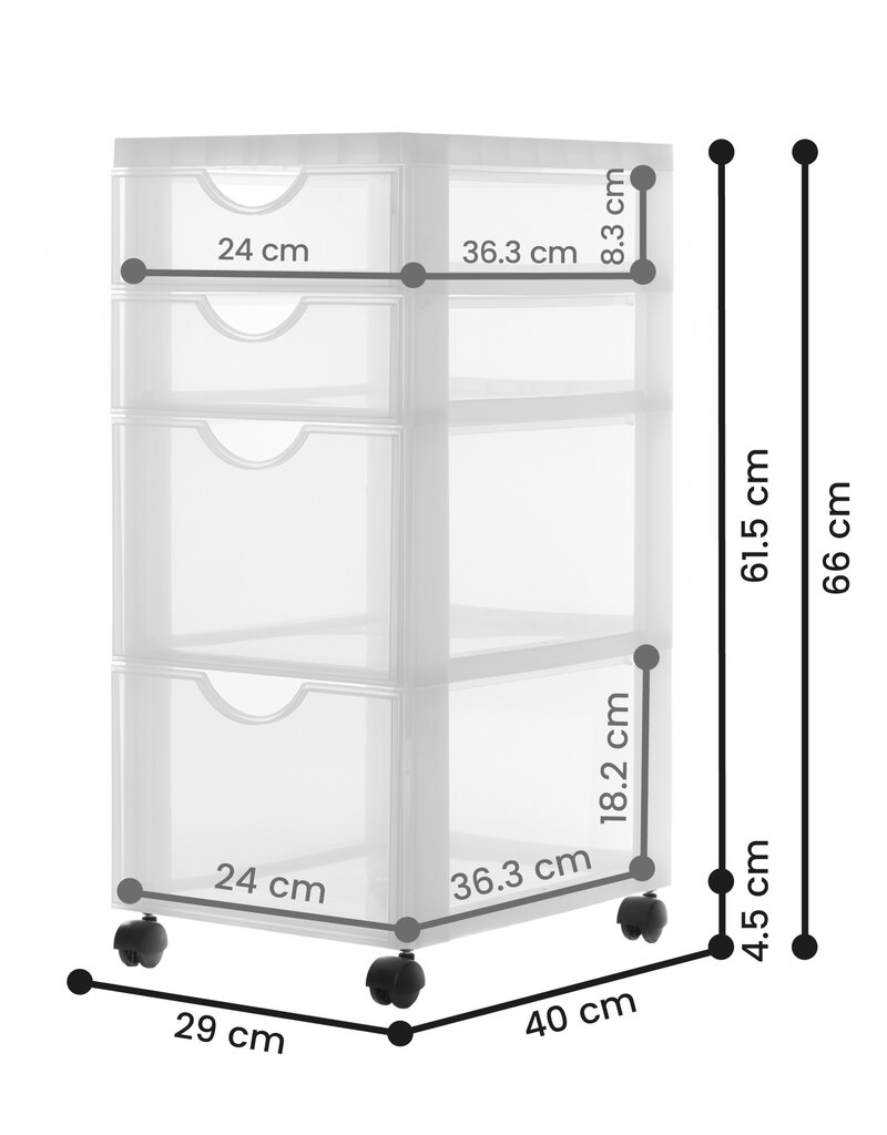 IRIS opslagtoren, plastic organizer, 4 mixlades, wit, DDDC-322