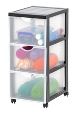 IRIS plastic opslagtoren op wielen, 3 grote lades, zwart, DDDC-303