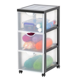 IRIS plastic opslagtoren op wielen, 3 grote lades, zwart, DDDC-303